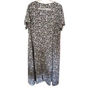 Levis Button Front Dress 3X Black & White Floral  Midi Vacation Resort Summer